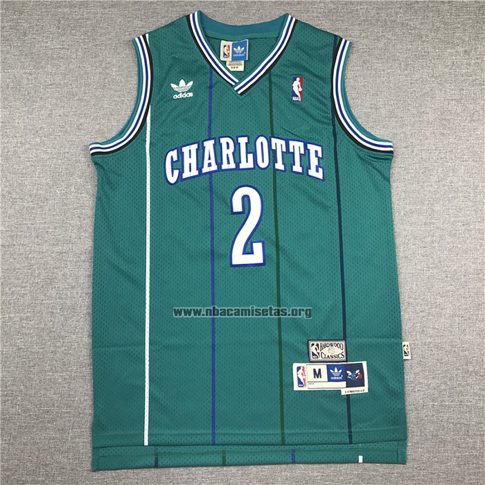 Camiseta Charlotte Hornets Larry Johnson NO 2 Hardwood Classics 1992-93 Verde